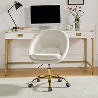 Hulala Home Modern Velvet Office Chair with Adjustable Swivel for Study Vanity