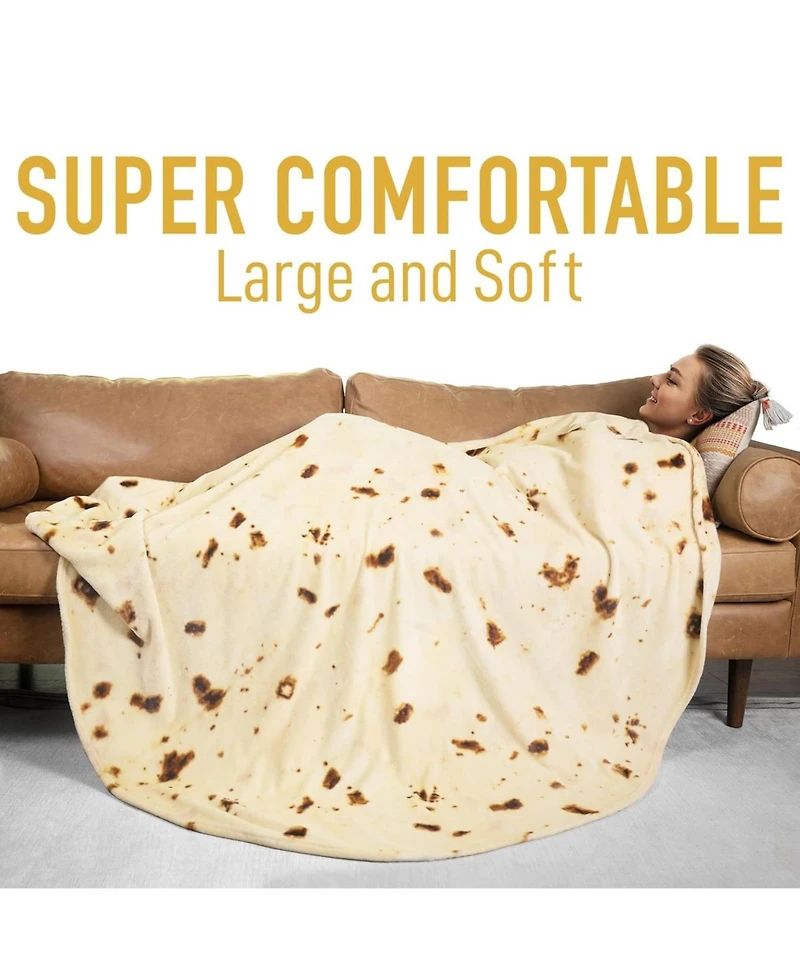 Zulay Kitchen Novelty Throw Tortilla Blanket Flour Tortilla Design - 60 Inches