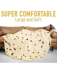 Zulay Kitchen Novelty Throw Tortilla Blanket Flour Tortilla Design - 60 Inches