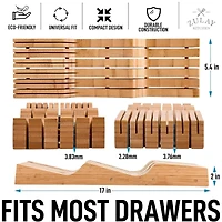 Zulay Kitchen Bamboo Knife Drawer Organizer Insert - Edge-Protecting Knife Organizer Block Holds Up To 11 Knives