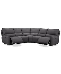 Olper 5-Pc. Fabric Zero Wall Sectional Sofa with Two Power Motion Pieces, Created for Macy's