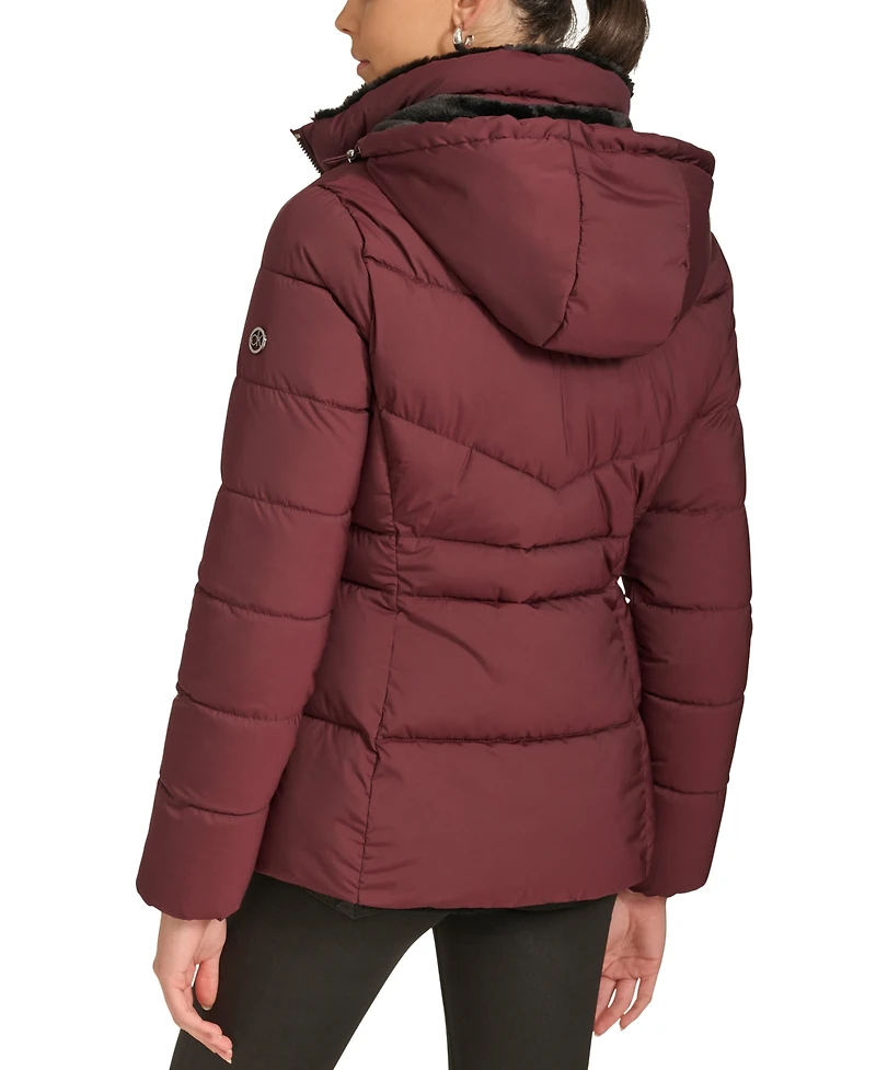 Calvin Klein Women's Faux-Fur-Lined Hooded Puffer Coat