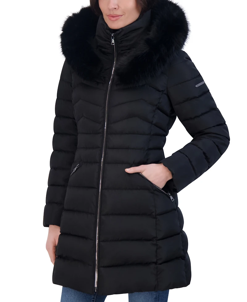 Laundry By Shelli Segal Women's Faux-Fur-Trim Hooded Puffer Coat