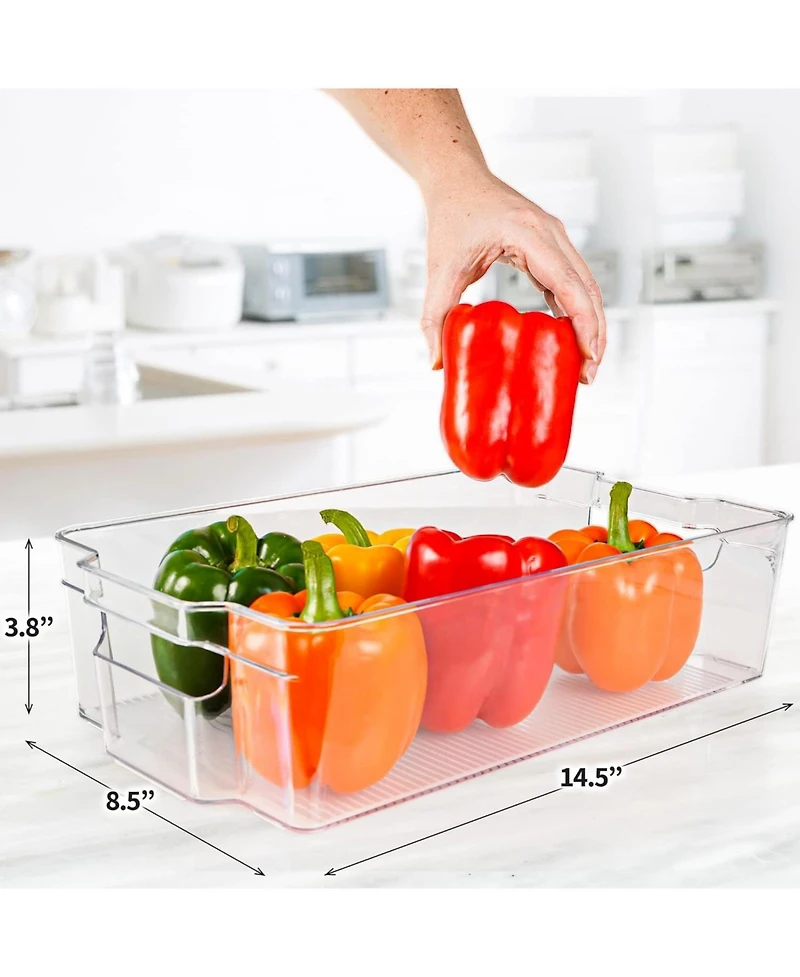 Zulay Kitchen 4 Pack Extra Large Clear Fridge Organizers and Storage