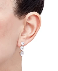 Arabella Cubic Zirconia Heart Triple Drop Earrings in Sterling Silver