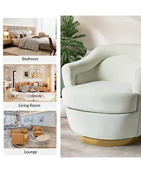 Hulala Home Kanstantin Modern Swivel Barrel Chair with Metal Base