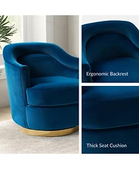 Hulala Home Kanstantin Modern Swivel Barrel Chair with Metal Base