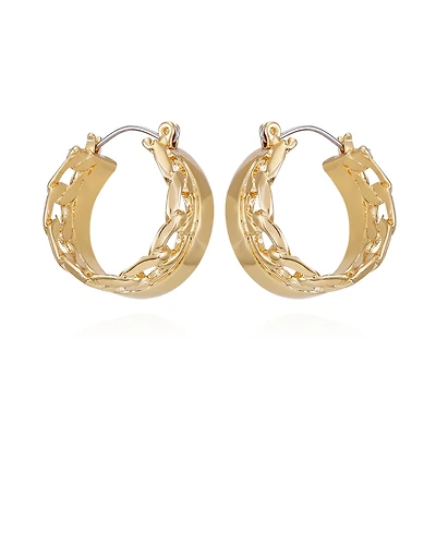 Vince Camuto Gold-Tone Textured Organic Hoop Earrings