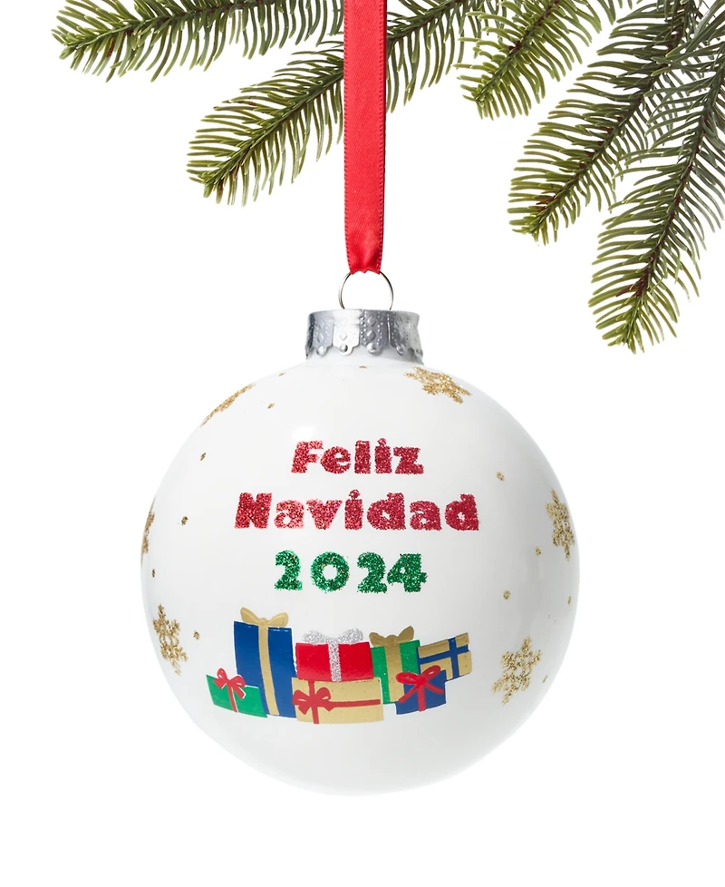 Holiday Lane Feliz Navidad 2025 Glass Christmas Tree Ball Ornament, Exclusively at Macy's