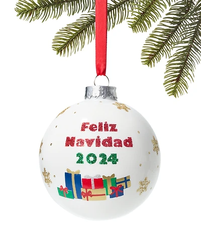 Holiday Lane Feliz Navidad 2025 Glass Christmas Tree Ball Ornament, Exclusively at Macy's