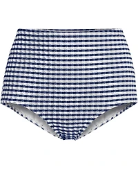 Lands' End Plus Tummy Control Gingham Tugless High Waisted Bikini Bottoms