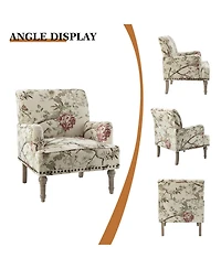 Montross Traditional Wooden Upholstered Armchair with Floral Patterns