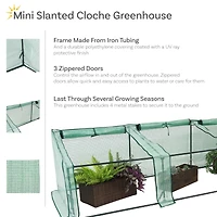 Outdoor Portable Mini Cloche Greenhouse with 3 Zipper Doors - Green