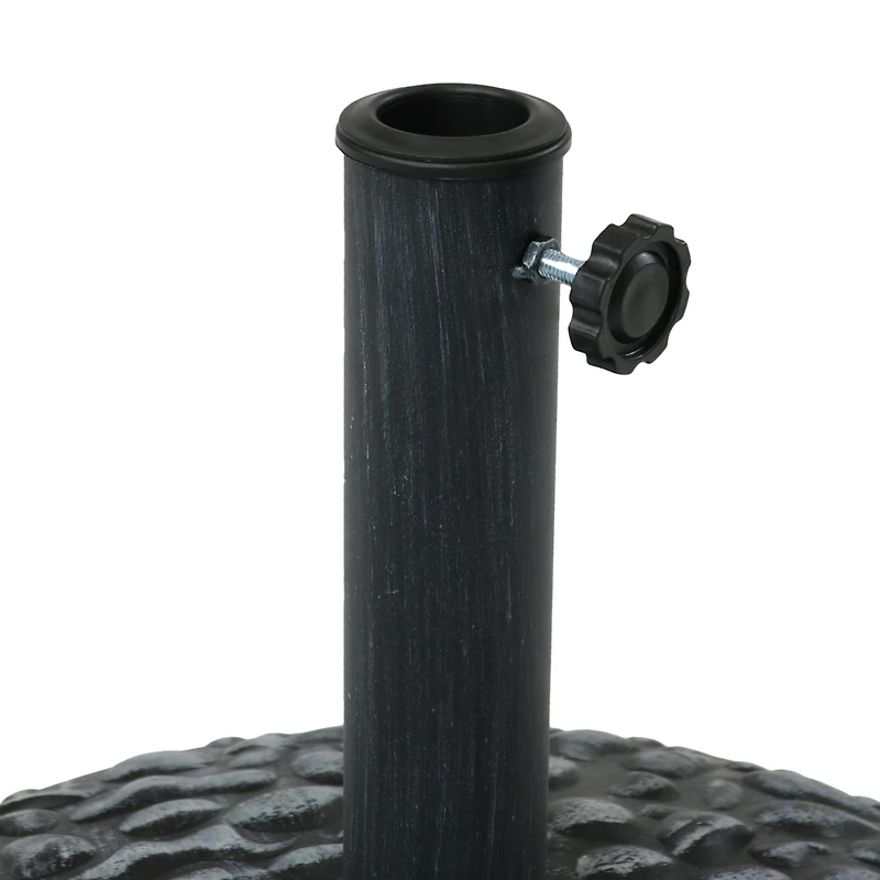 18-Inch Diameter Pebble Texture Resin Patio Umbrella Base - Gray Finish - 1.5- to 2-Inch Pole Diameter