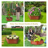 11.75" H Raised Metal Garden Bed - Galvanized Raised Garden Bed Outdoor for Vegetables and Flowers - Woodgrain - Hexagon