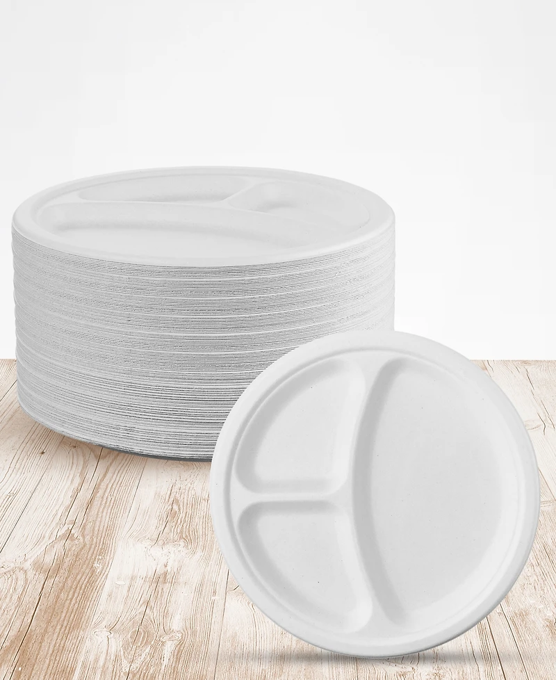 Cheer Collection 9 Inch Compartment Paper Plates, 200 Pack
