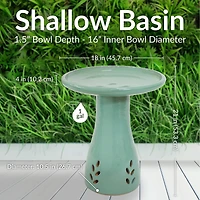 Outdoor Weather-Resistant Garden Patio Classic High-Fired Smooth Ceramic Hand-Painted Bird Bath