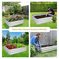 11.75" H Raised Metal Garden Bed - Galvanized Raised Garden Bed Outdoor for Vegetables and Flowers - Silver