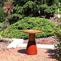 21" H Ceramic Bird Bath for Outside - Hand-Painted Outdoor Bird Bath Bowl, Uv/Frost-Resistant Finish - Lemon Cognac - Classic Pedestal