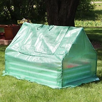 Raised Garden Bed with Cover Outdoor Mini Greenhouse Kit with 2 Zippered Doors - Green - 4' x 3'