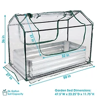 Raised Garden Bed with Cover Outdoor Mini Greenhouse Kit with 2 Zippered Doors - Clear - 4' x 2'