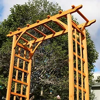 Sunnydaze Decor 78-Inch Wooden Garden Arbor Walkway Wedding Arch - Durable Wood with Weather-Resistant Wood Finish