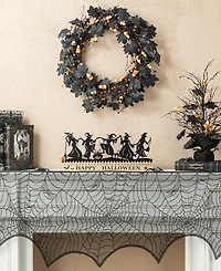 Glitzhome 18"L Halloween Wooden Metal Dancing Witch Silhouette Countdown Table Sign