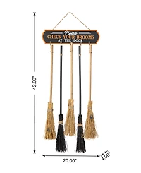 Glitzhome 42"H Halloween Wooden Brooms Parking Porch Decor