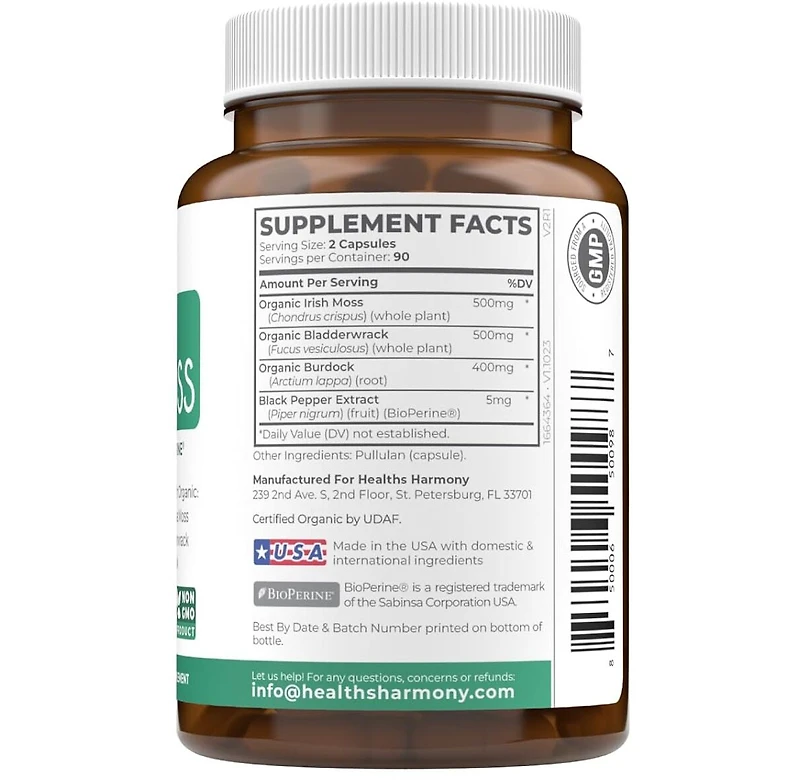 Healths Harmony Advanced Irish Sea Moss Capsules, Digestive & Immune System Support, Health's Harmony