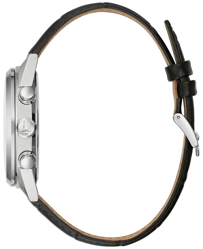 Bulova Men's Chronograph High Precision Black Leather Strap Watch 42mm