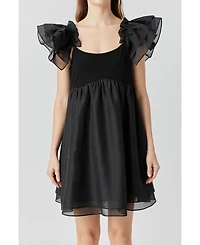 endless rose Women's Organza Sleeve Mini Dress