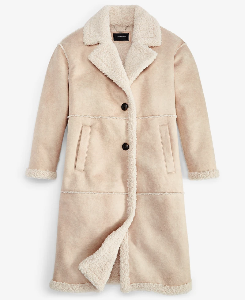 Bcbgmaxazria Women's Single-Breasted Faux-Shearling Coat