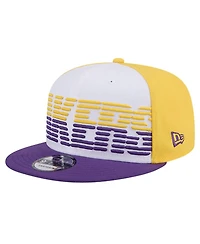 New Era Men's White/Purple Los Angeles Lakers Throwback Gradient Tech Font 9fifty Snapback Hat