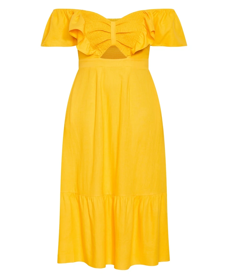 City Chic Plus Alora Strap Front Frill Maxi Dress