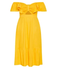City Chic Plus Alora Strap Front Frill Maxi Dress