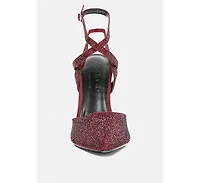 Charmer Womens Rhinestone Embellished Stiletto Sandals