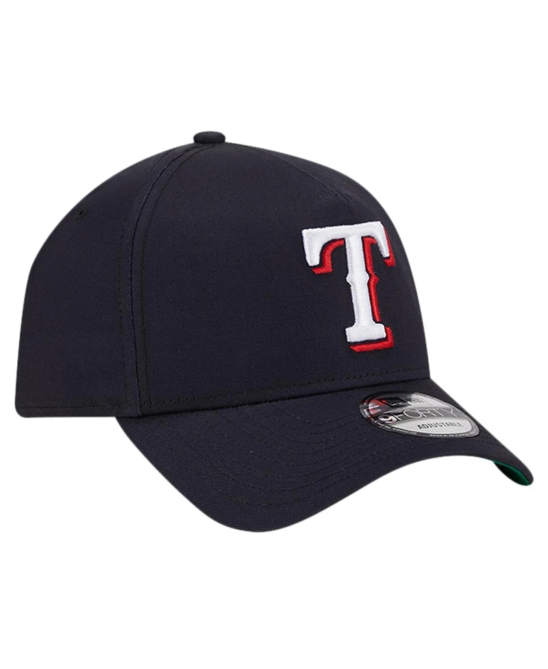 New Era Men's Navy Texas Rangers Team Color A-Frame 9Forty Adjustable Hat