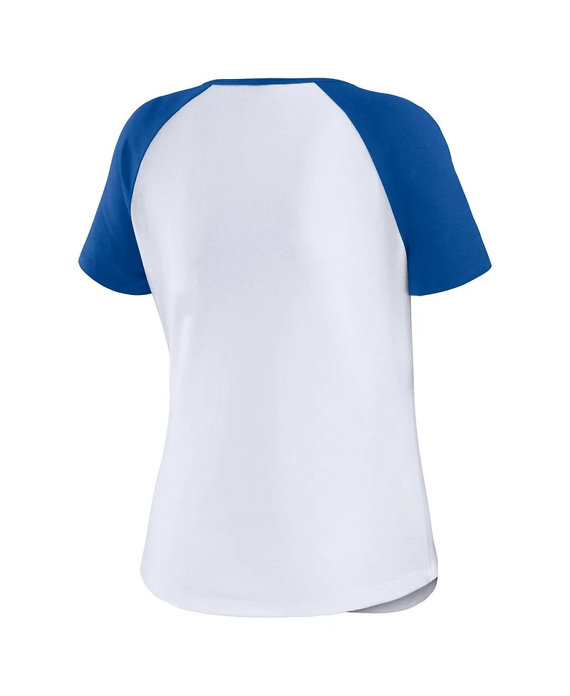 Women's Wear by Erin Andrews White Florida Gators Baseball Logo Raglan Henley T-Shirt