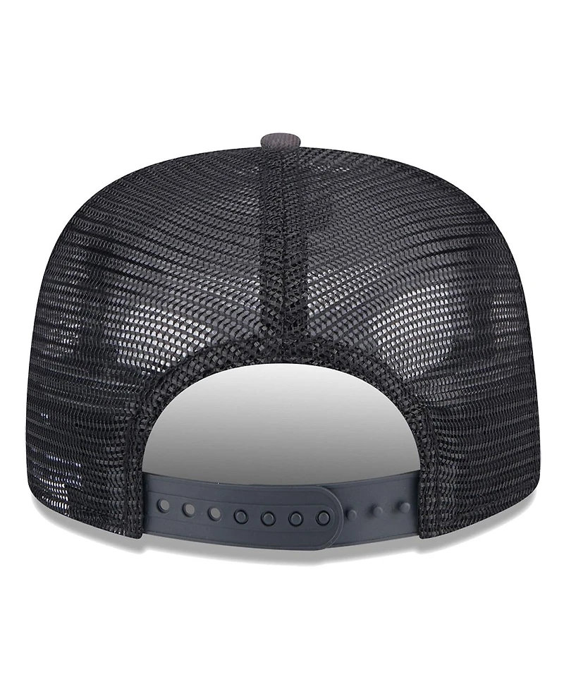New Era Men's Black/Charcoal Brooklyn Nets Throwback Team Arch Golfer Snapback Hat