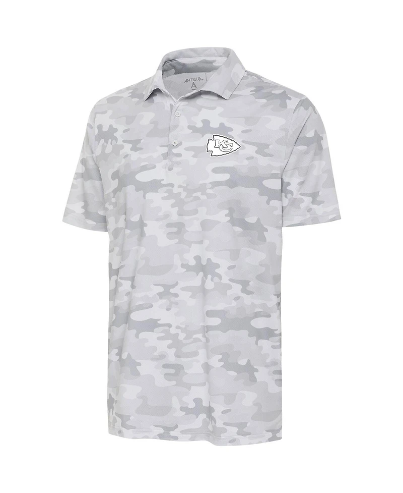 Antigua Men's White Kansas City Chiefs Anthracite Logo Collide Polo