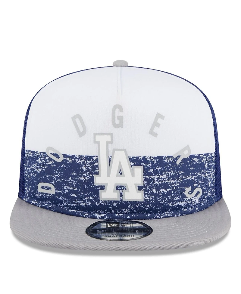 New Era Men's White/Gray Los Angeles Dodgers Team Foam Front A-Frame Trucker 9Fifty Snapback Hat