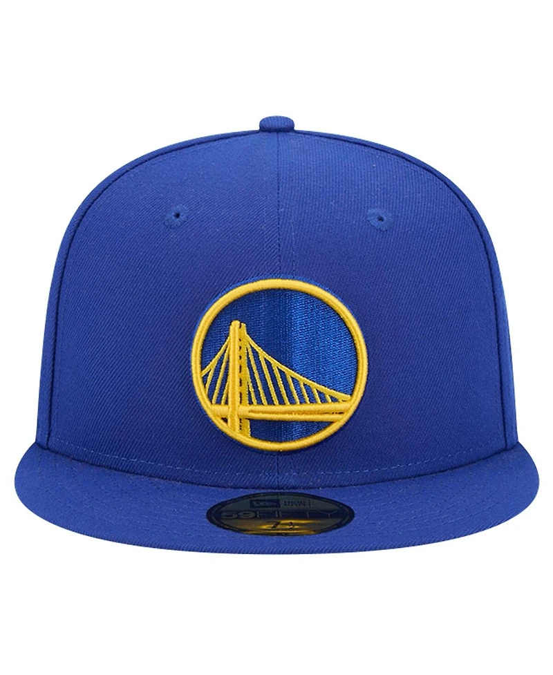 New Era Men's Royal Golden State Warriors Court Sport Leather Applique 59Fifty Fitted Hat