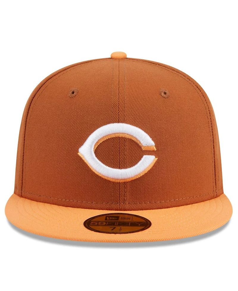 New Era Men's Brown/Orange Cincinnati Reds Spring Color Basic Two-Tone 59fifty Fitted Hat