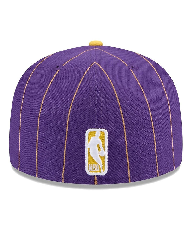 New Era Men's Purple/Gold Los Angeles Lakers Pinstripe Two-Tone 59fifty Fitted Hat