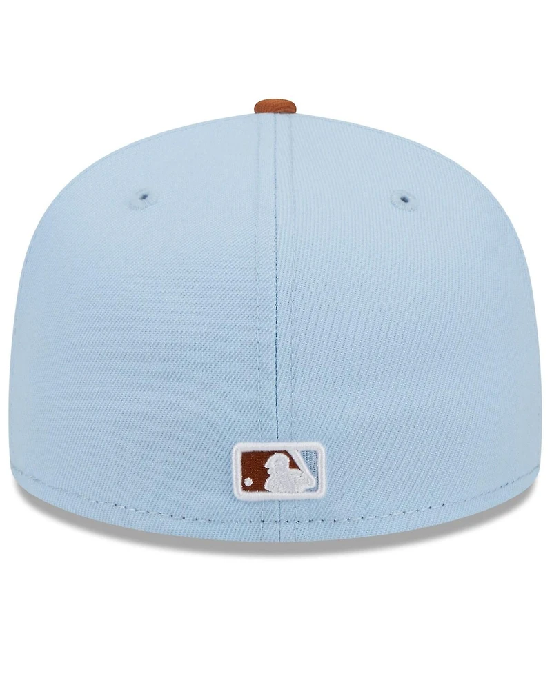 New Era Men's Light Blue/Brown York Yankees Spring Color Basic Two-Tone 59fifty Fitted Hat