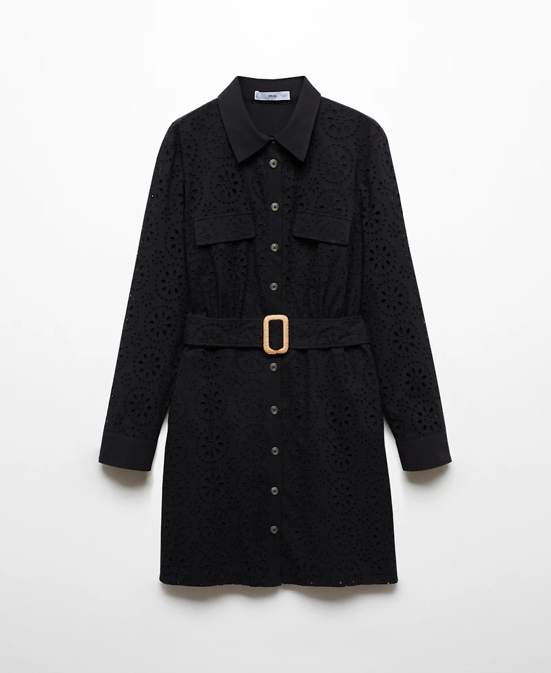 Mango Women's Embroidered Belt Dress