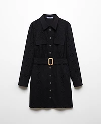 Mango Women's Embroidered Belt Dress