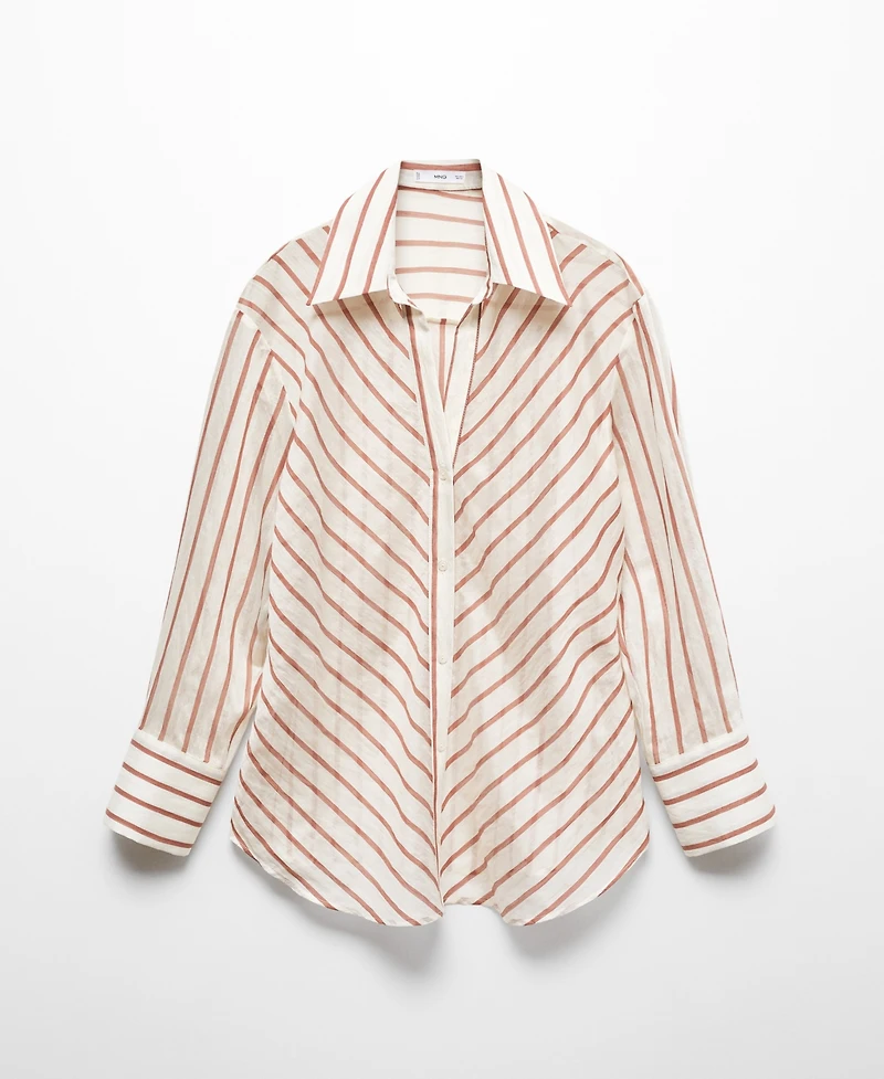 Mango Women's Semitransparent Striped Shirt