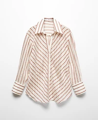 Mango Women's Semitransparent Striped Shirt
