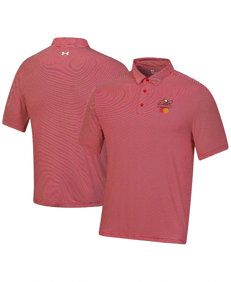 Under Armour Men's Red Arnold Palmer Invitational T2 Green Bridge Stripe Polo